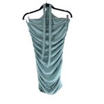 Princess Polly  Mariana Mini Dress Halter Ribbed Ruched Sage Blue 8 Photo 1