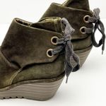 Fly London Yama Olive Green Suede Back Lace Platform Wedge Ankle Booties 5.5/6 Photo 5