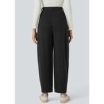 Halara  Casual Joggers Medium Black Pleated High Waisted Side Pocket Relaxed NWT Photo 1