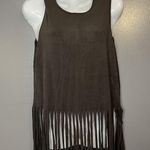 Marianne Fringe Tank Top Womens Medium Brown Boho Festival Suede Look Sleeveless Photo 0