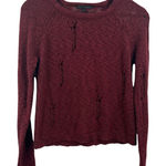 Lucca Couture Lucca‎ Couture Burgundy Round Neck Lightweight Distressed Sweater Size Small Photo 0