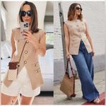 Veronica Beard  Tamara Linen Blend Vest Sandalwood Melange Size 8 Photo 2