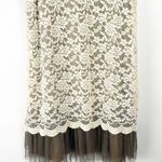 Ryu Brown Cream Crochet Tiered Lace Floral Sleeveless Lined Dress, Size Medium Photo 6