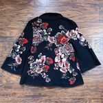 Anthropologie Moulinette Souers • Anthro Jacquard Floral Blazer black red knit jacket Photo 12