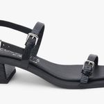 MATISSE NWOT Maya Block Heeled Square Toe Sandal in Black Lizard Size 8 Photo 1