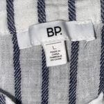 BP White And Blue Striped Shoulder Cutout Shirt Photo 3