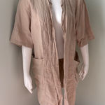 Linenfox Oversized Linen Jacket Coat Fall Spring Tan Cream Open Front Cardigan Size undefined Photo 0