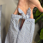 Vineyard Vines Blue White seersucker Striped Shirt with hot pink embroidery M Photo 4