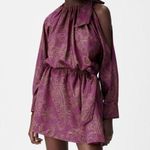 ZARA  LIMITED EDITION PRINTED MINI DRESS 100% cotton Burgundy Size M NEW Photo 5
