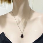 Garnet stone Pendant Silver Necklace Photo 1