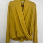 Anthropologie Pure & Good Mustard Yellow Faux Wrap Sweater Womens Size Medium Photo 1