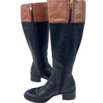 Franco Sarto Lizbeth Leather Riding Boots Womens 5.5M Brown Black Tall Zip Photo 3