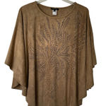 Alberto Makali  faux leather laser cut out pattern brown poncho M Photo 0