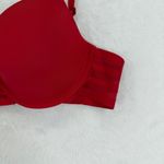 Adrienne Vittadini Studio Bra‎ Size 36B Red Plunge Push Up Mesh Accents Photo 1