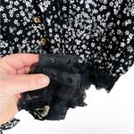 Free People  Ditsy Floral Black Lace Bodysuit Dramatic Ruffle Bell Long Sleeve M Photo 8