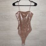 Garage Women's Size Small Pink Velvet Sleeveless Thong Back Bodysuit Photo 2