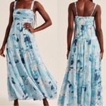 Abercrombie & Fitch Abercrombie Tiered Ruched Babydoll Maxi Dress Blue Floral XL Photo 2