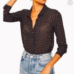 Reformation Women's Sheer Polka Dot Button up Blouse in Black and Gold size XL Photo 0