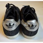 Adidas  Gazelle Black Silver Metallic‎ Women's Size 6.5 Lace Up Tennis Shoe Logo Photo 3