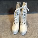 Women’s White Lace Up Chunky Heeled Boots Size 11 (42 EU) NEW White Photo 2