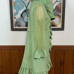 Adorable Vintage 1970s Green Ruffle Mini Dress! Size 14 Photo 4
