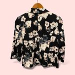 Cute black floral lightweight blazer 3/4 sleeve stretch whimsigoth coastal vamp Pink Size 8P Photo 2