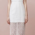 Keepsake The Label Daydream Lace Dress Ivory Sheer Midi Slip Lined Size S NWT White Photo 0