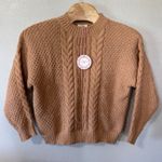 Umgee NEW‎  Cable Knit Sweater CrewNeck Pullover Textured Knit Camel Size Large Photo 0