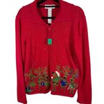 Tiara International Vintage  Christmas reindeer full‎ zip sweater woman's size XL Photo 0