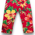 Ralph Lauren Vintage Ralph by Red Yellow Floral Hibiscus Cropped Capri Pants Photo 6