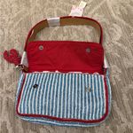 NWT Lobster Blue Red White Stripes Striped Beaded Bag Coastal Brand New Photo 2