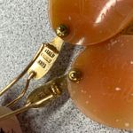 Vintage Italian Gold Cameo Earrings Oval Carved Shell Woman Face Dangle Old Orange Photo 4