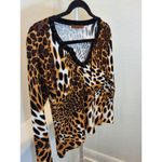 Belldini Size S Womens Brown Animal Print Long Sleeve V Photo 6
