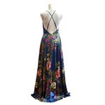 Lulus  Maxi Dress With Tie Floral Print Criss Cross Back High Slit Cruise Prom M Photo 14