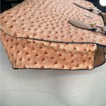 London Fog  Faux Ostrich Leather Satchel Bag Tan Photo 2