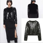 ZARA Sequin Front Chenille Mock Neck Sweater Photo 5