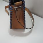 Rebecca Minkoff  Leather Midnighter Messenger Crossbody Tan Blue Trim Boho Bag Photo 4