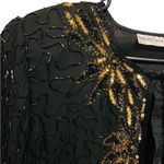 Night Vogue Vintage 80s Silk Black Gold Beaded Sequin Swirly Glam Party Jacket Size 1X Photo 1