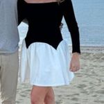 Anthropologie AWAYLEE Drop Waist Off The Shoulder Mini Dress in Black & White Size Small Photo 13