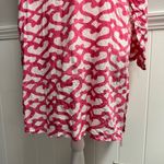 Roberta Roller Rabbit Geometric Print Cotton Tunic Top Blouse Pink White Medium Photo 6