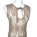 Wet Seal Y2K Vintage Tank Top L Boho Crochet Bow Tie Tunic Beachy Cover Shirt Photo 2
