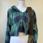 American Eagle Cute  Cropped Flannel Hoodie Photo 1