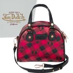 Von Dutch NEW Red & Black Plaid HANDBAG Bowling Bag Crossbody Satchel Purse NWT Photo 8