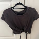 47 Street Brown Tie Front Crop Tee Photo 0