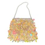 Vintage Clutch Purse Cocktail Party Clutch Peach Sequins / Beaded Zip Closure Pink Photo 0