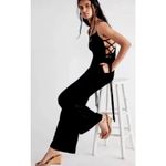 Free People  90s Forever Overalls Crushed Velvet Black size M Photo 9