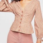 Free People sienna peachy floral button front top size/S Photo 0