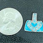 Vintage 925 Signed Blue Topaz CZ Stone Enamel Purse Pendant 3.8g Photo 6