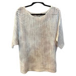 Marled Open Knit Beige White Tie Dye Cotton Bld Sweater Dolman short sleeve Sz L Size L Photo 2