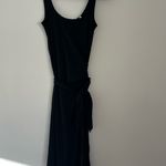 Vince Sleeveless Midi Wrap Dress in Black Pima Cotton Small Photo 2